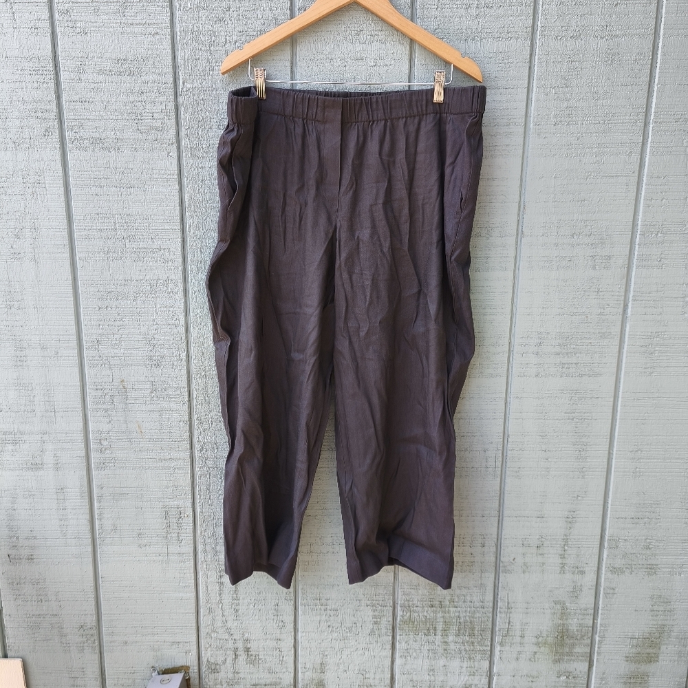 J. Jill Cropped Elastic Waist Pants in Dark Brown